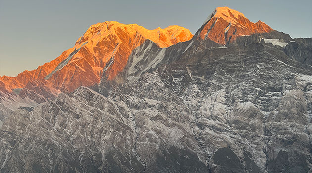 Trek from Badal Danda 3,210m to Siding and then drive to Pokhara 822m